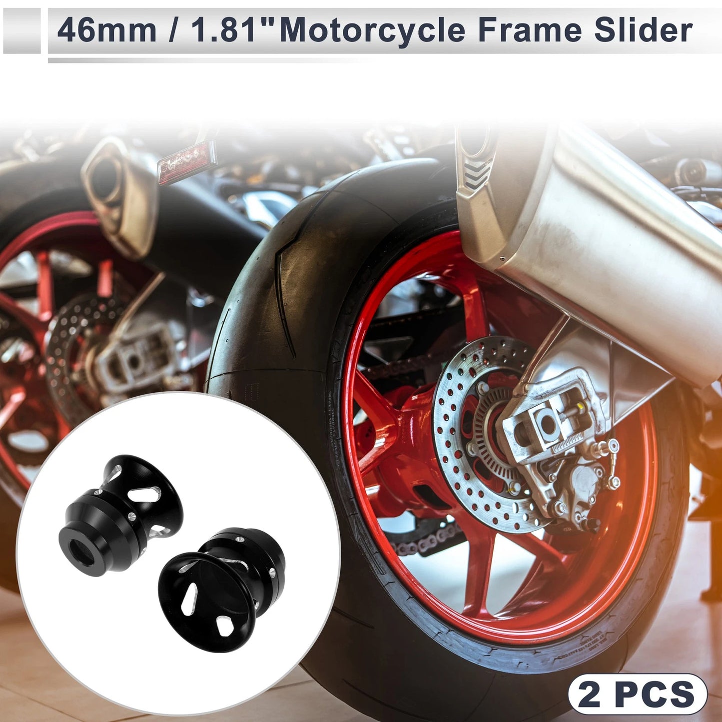 Motorcycle Slider Frame 14mm Aluminum Alloy 2 x Black for Make Model
