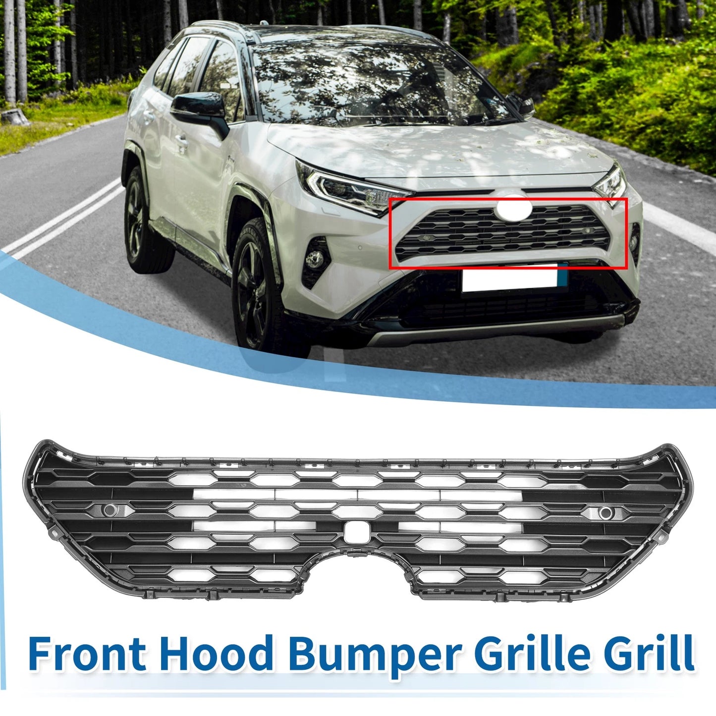 Front Hood Bumper Grille with Hole for Toyota RAV4 (2019–2022)