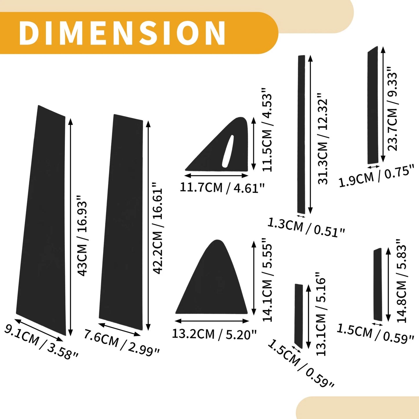 16 Pcs Door Pillar Window Trim for Toyota Corolla (2021-2024) Black
