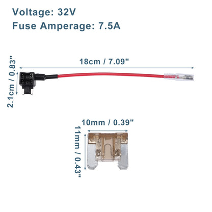32V Low Profile Mini Fuse Adapters with 7.5A Blade Fuse for Car
