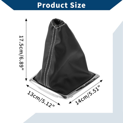 Car Gear Shift Stick Gaiter Black White Leather for Ford Focus (2005-2012)