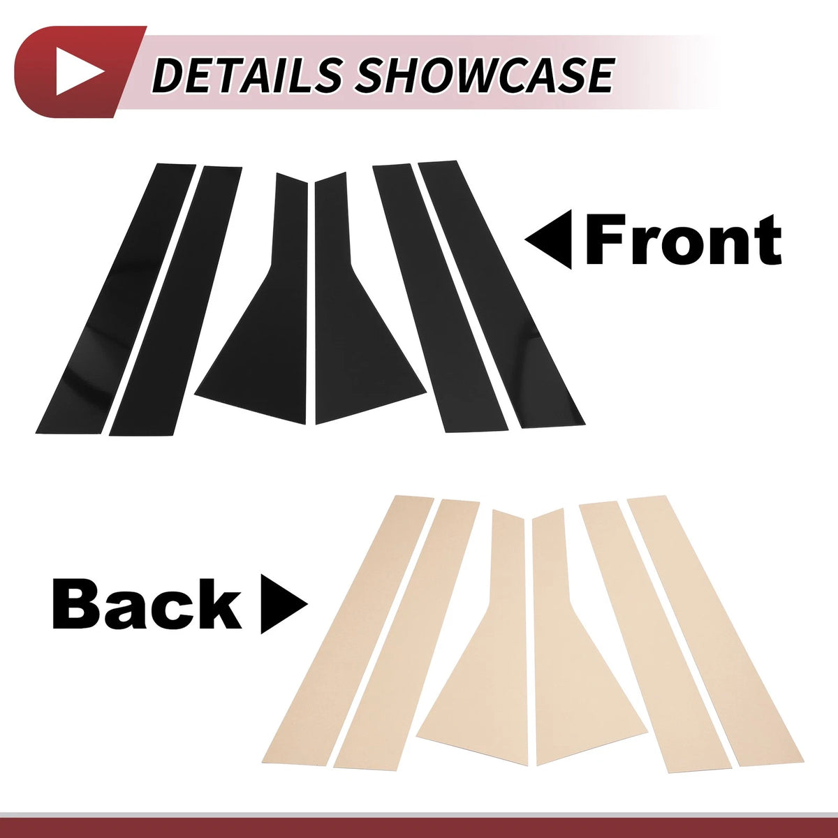 6 Pcs Door Pillar Window Trim for Nissan Rogue (2021-2023) Black