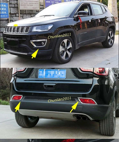 Front & Rear Fog Light Cover Trim for 2017-2021 JEEP Compass Chrome 4 x Pieces