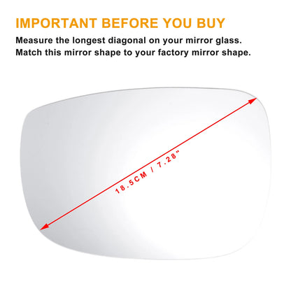 Left Side Heated White Mirror Glass for MAZDA CX-3 (2015-2020)