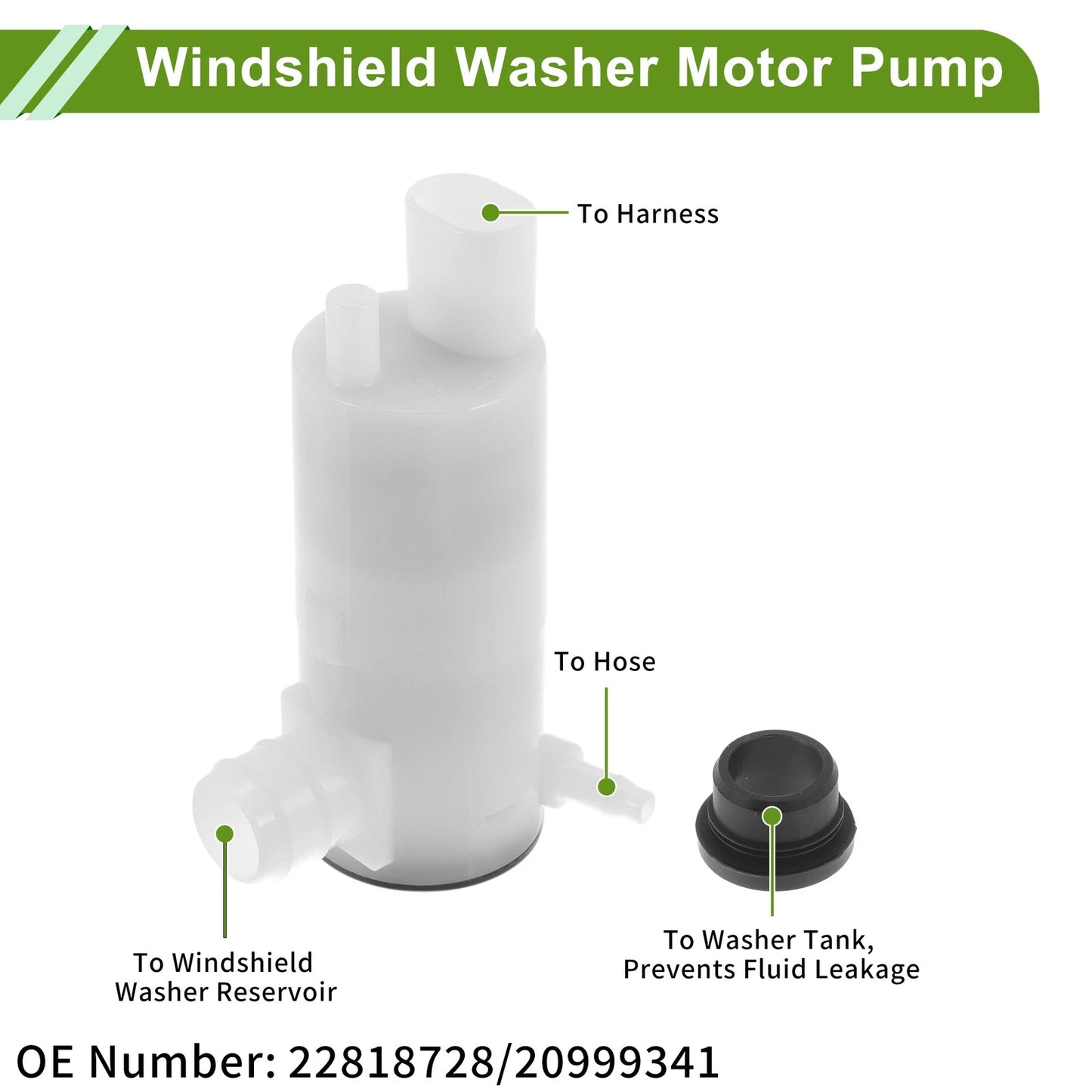 Windshield Washer Pump w/Grommet for Cadillac Escalade (2007 - 2010)