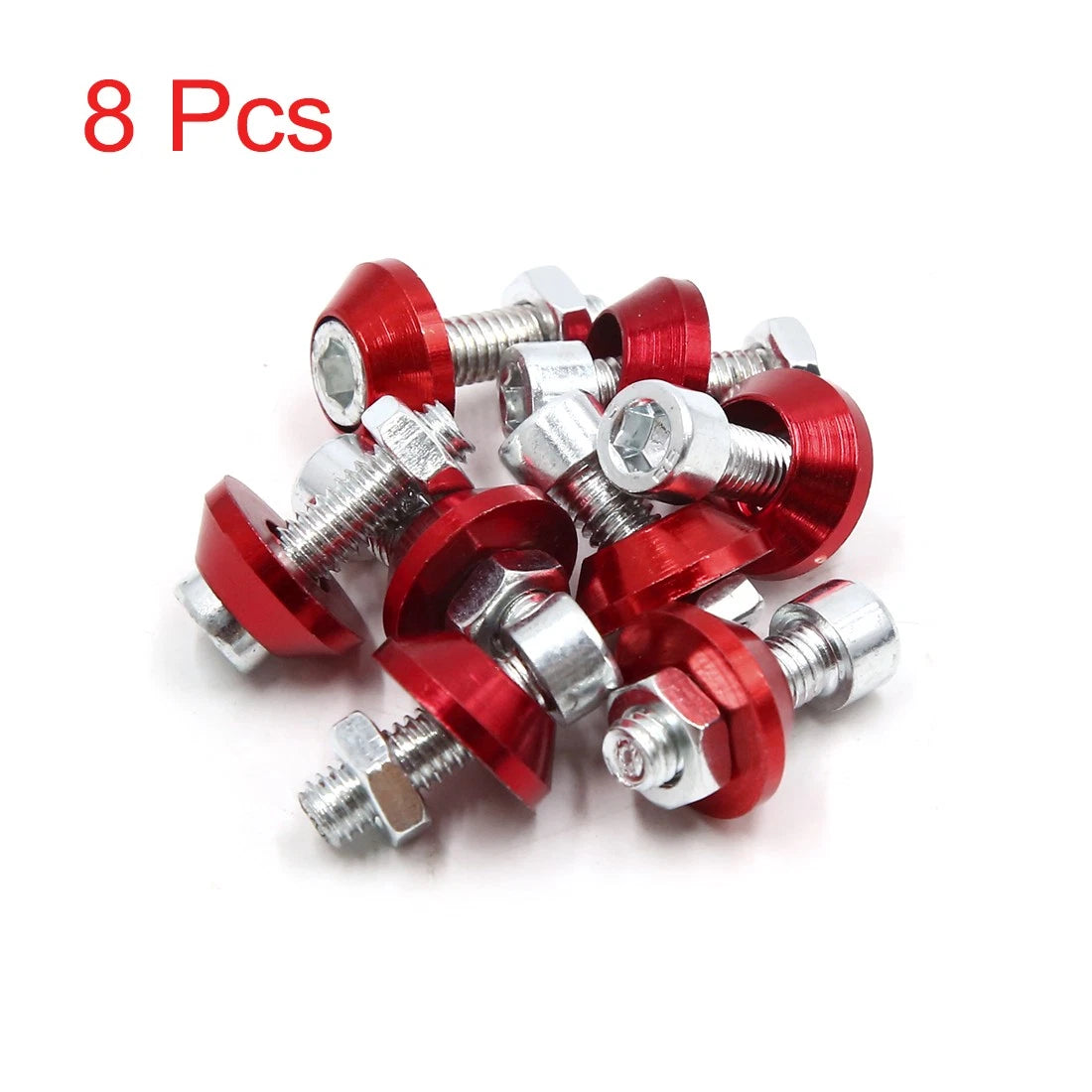 8 x M6x1.0 Screw Bolt Cap Fastener for Motorcycle License Plate Frame Red