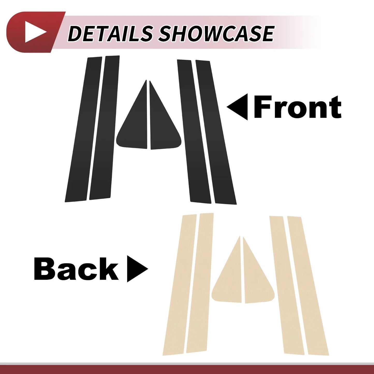 6 Pcs Door Pillar Window Trim for Ford Escape (2008-2012) Black