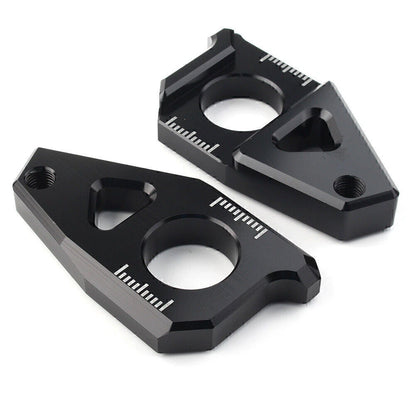 Black Axle Spindle Chain Adjuster Blocks for Yamaha YZF R1 FZ8 FZ1 TMAX 530