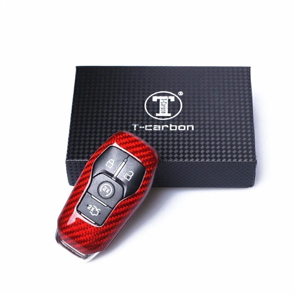 Red Carbon Fiber Key Shell Cover for Ford Explorer