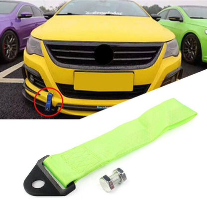 Racing Car Tow Strap for Front/Rear Bumper - Green (Fits Most Models)