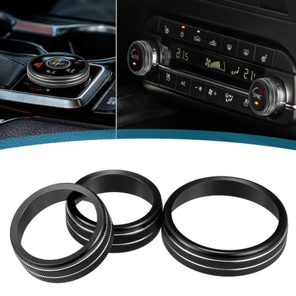 3 x Console AC 4WD Mode Switch Knob Rings for Nissan Rogue (2021-2022) Black