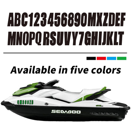 Black Personalized Decals Boat Registration Numbers & Letters Set A-Z & 0-9