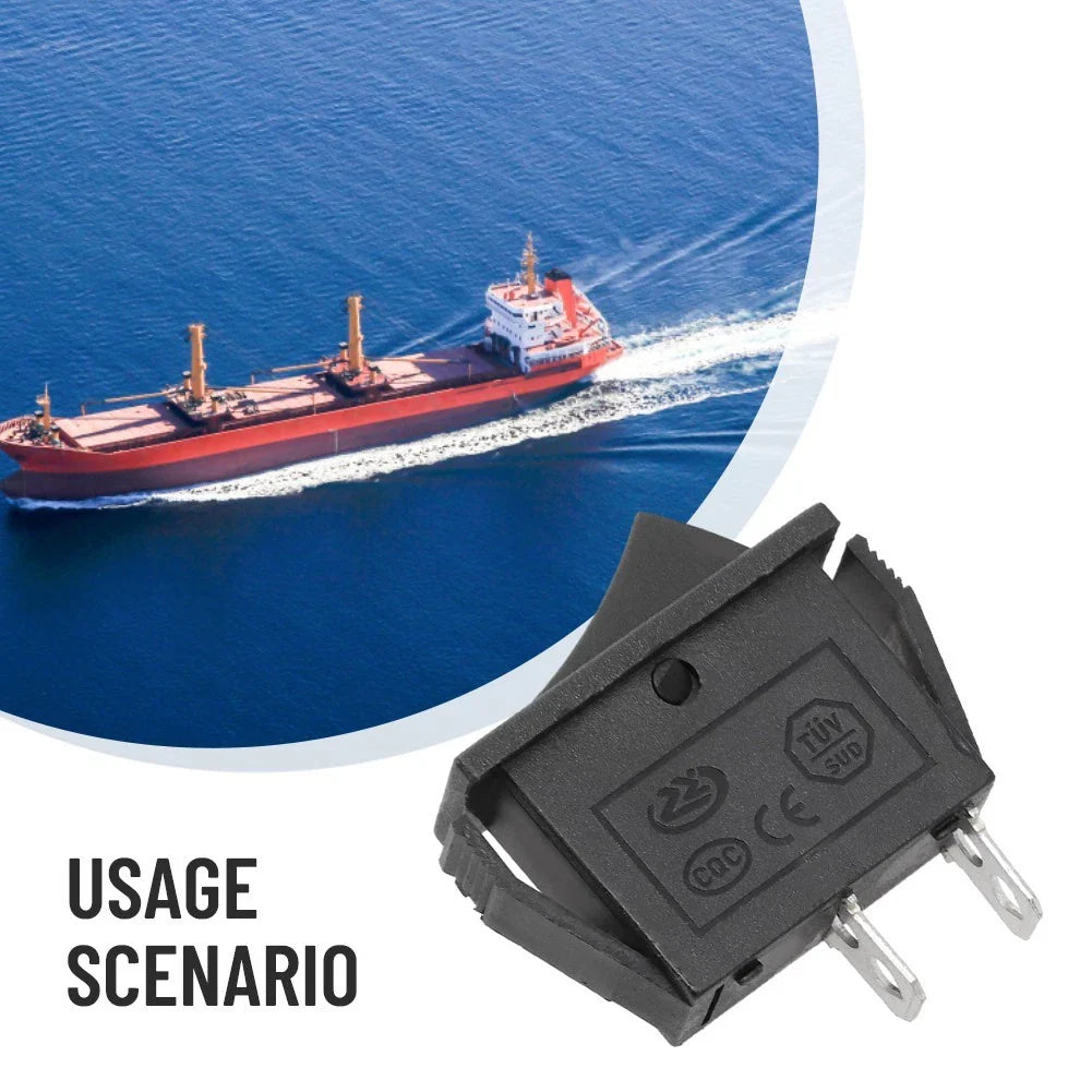 Black KCD3 Rocker Switch SPST 2 Pin On/Off for Boat Control Panel