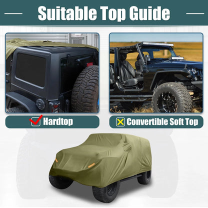 SUV Car Cover for Jeep Wrangler JK JL 2 Door Waterproof Dark Green (07-21)