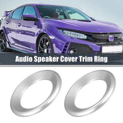 2 x Silver Tone Door Audio Speaker Ring Covers for Honda Civic