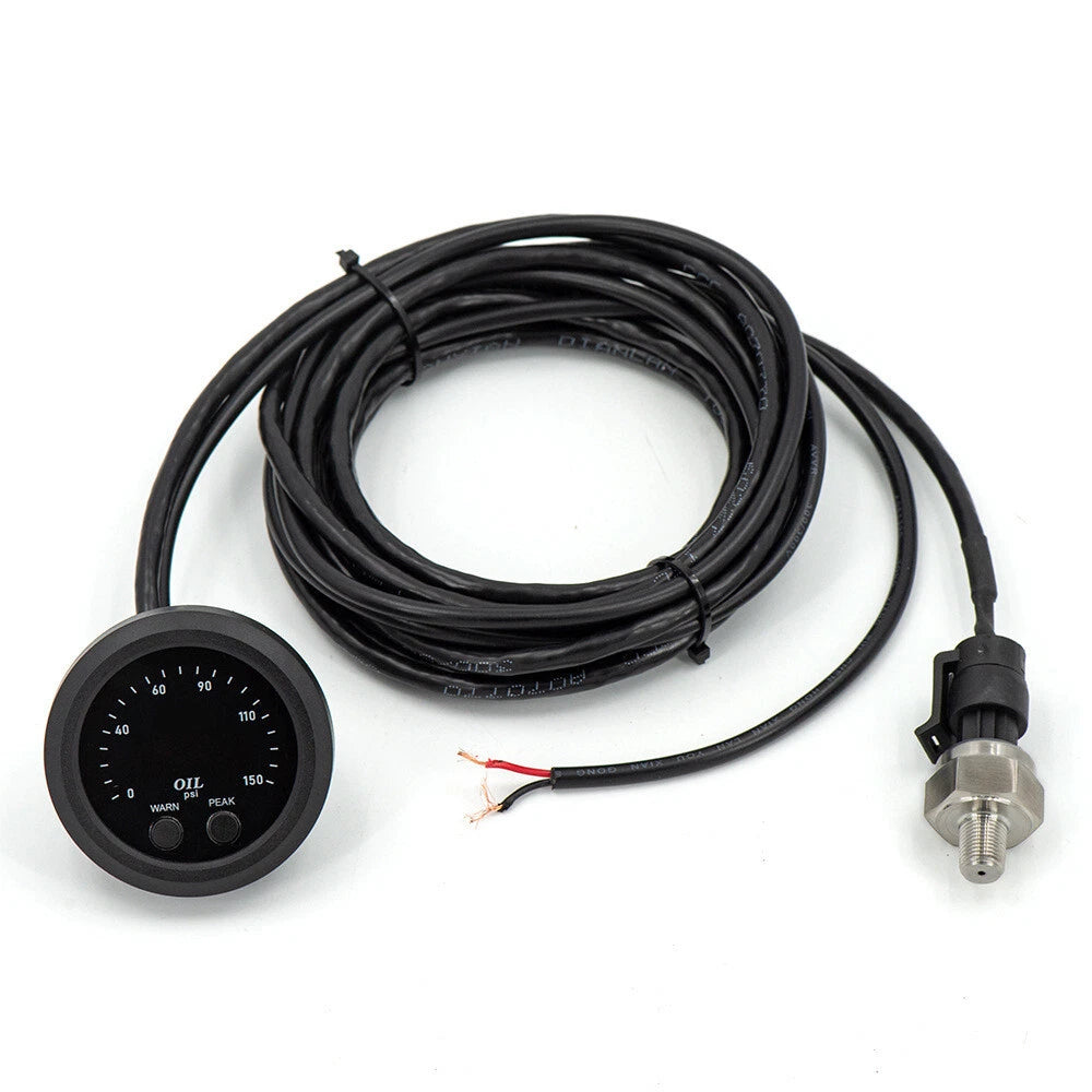 52mm Ultra-Thin Oil Pressure Gauge NPT 1/8'' Red LED for Universal Vehicles