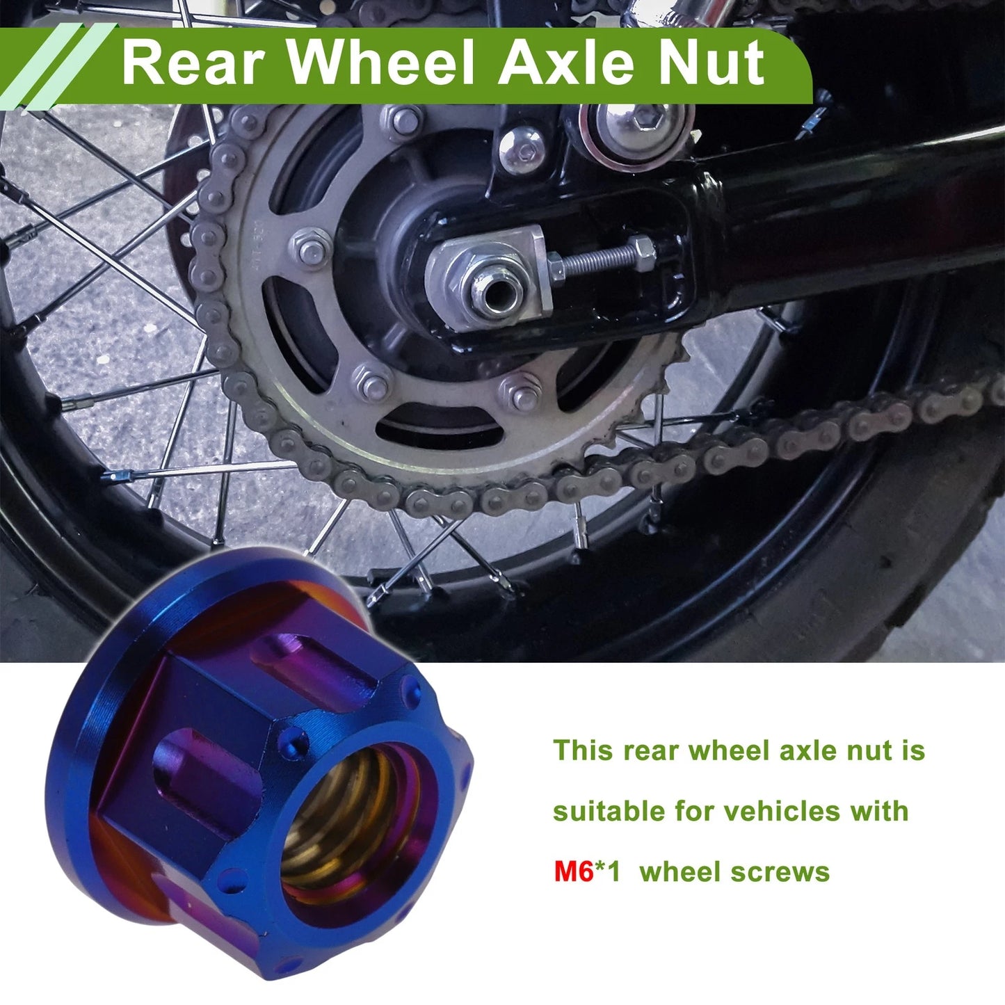 4 x Wheel Axle Nut M6x1 for Cars/Motorcycles/Bicycles