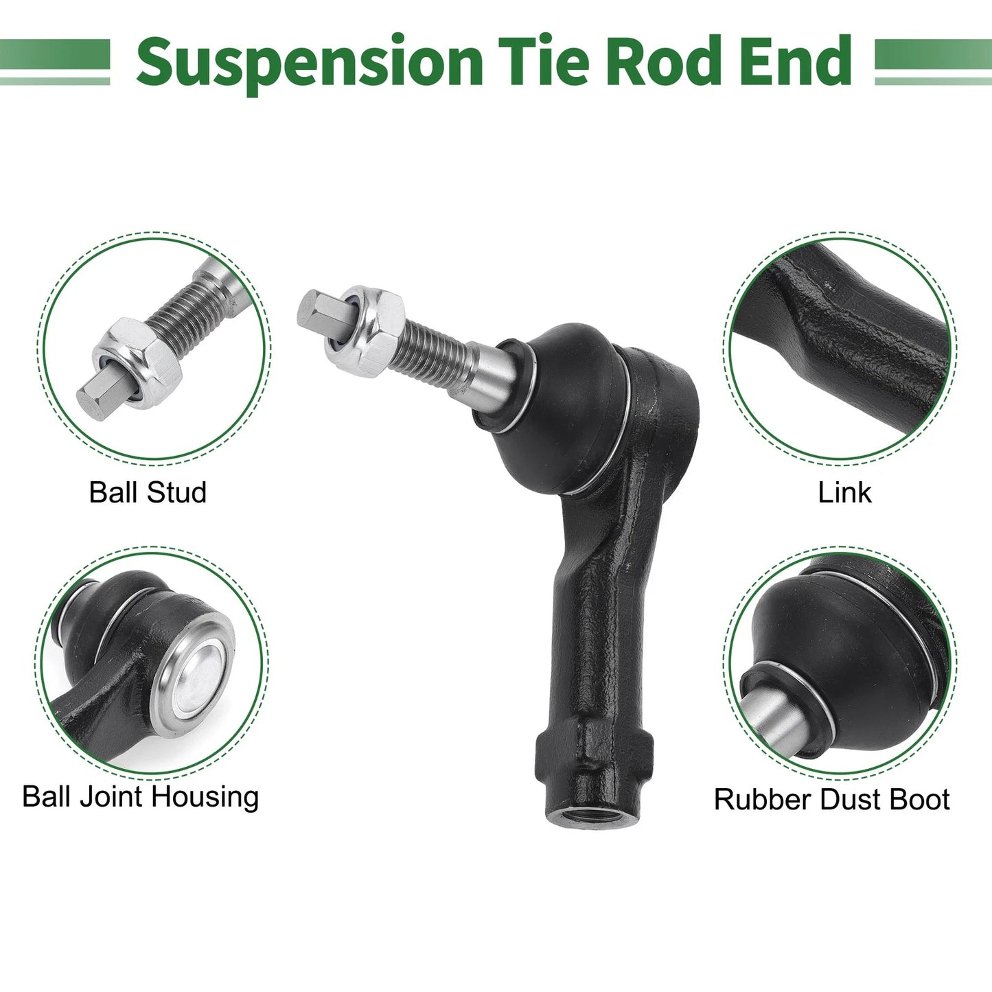 6 Pcs Front Suspension Kit Tie Rod Ends & Boots for Ford F-150 (2004-2023)