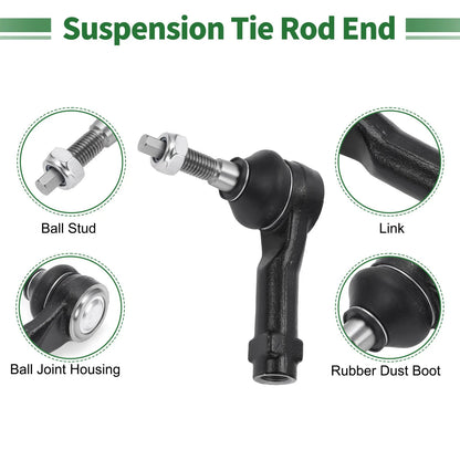 6 Pcs Front Suspension Kit Tie Rod Ends & Boots for Ford F-150 (2004-2023)