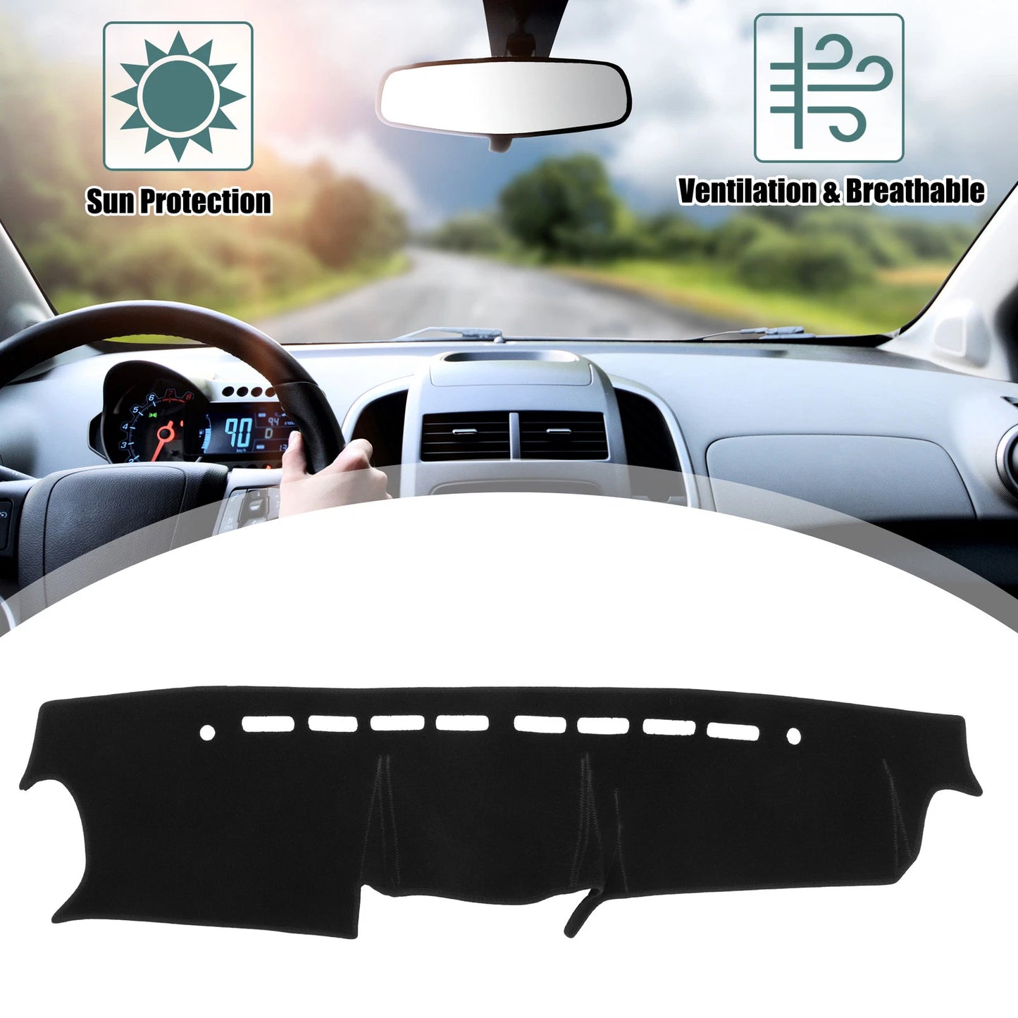 Black Dashboard Cover Mat for Suzuki Jimny (2018-2023)