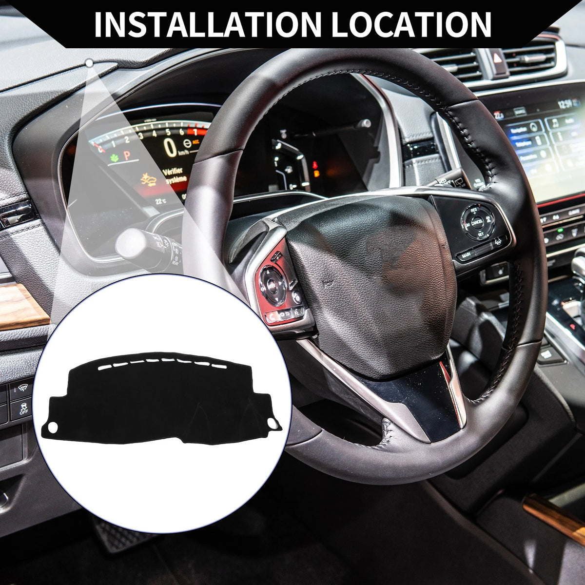 Dashboard Dash Cover Mat for Honda Vezel RU1/2/3/4 RS (2013-2020) Black Pad