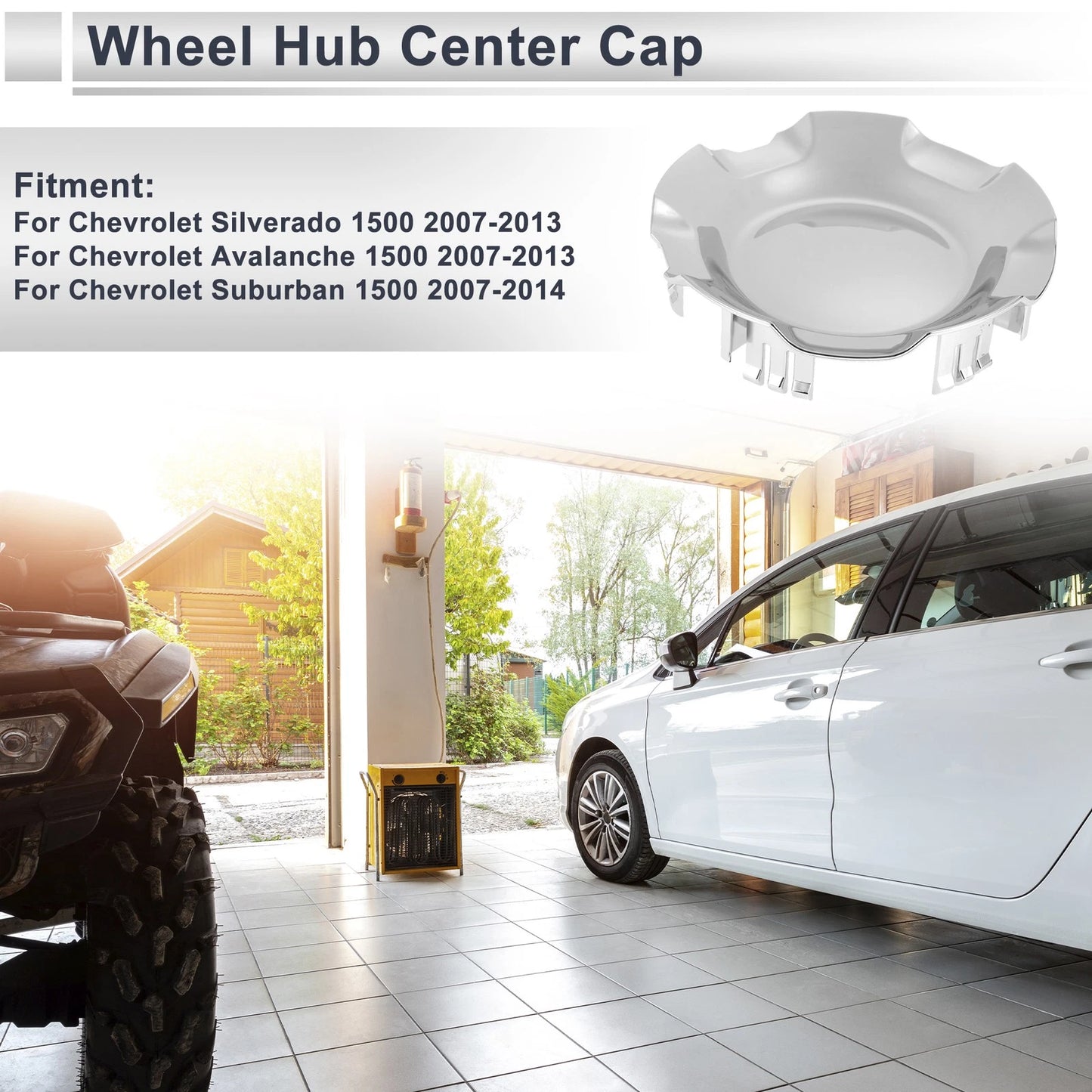 Silver Tone Wheel Hub Cap for Chevrolet Silverado 1500 (2007-2013) 4x