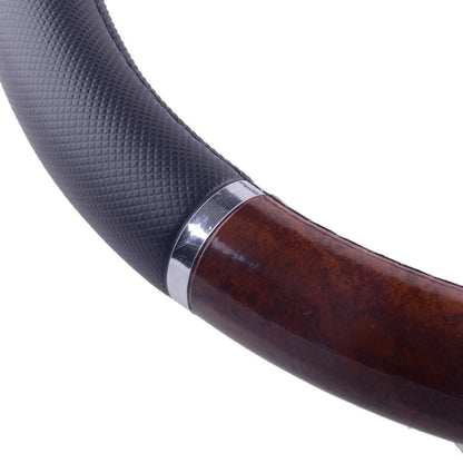 Wood Grain Leather Steering Wheel Cover for Auto Car SUV (Fits Most Models)