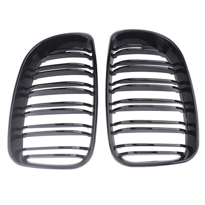 2 x Front Kidney Grille for BMW 1 Series E81 E82 E87 E88 (2007-2013) Gloss Black