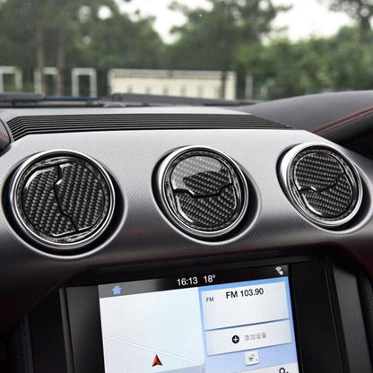 Real Carbon Fiber Interior Air Vent Outlet Trim Cover for Ford Mustang (2015-2020)