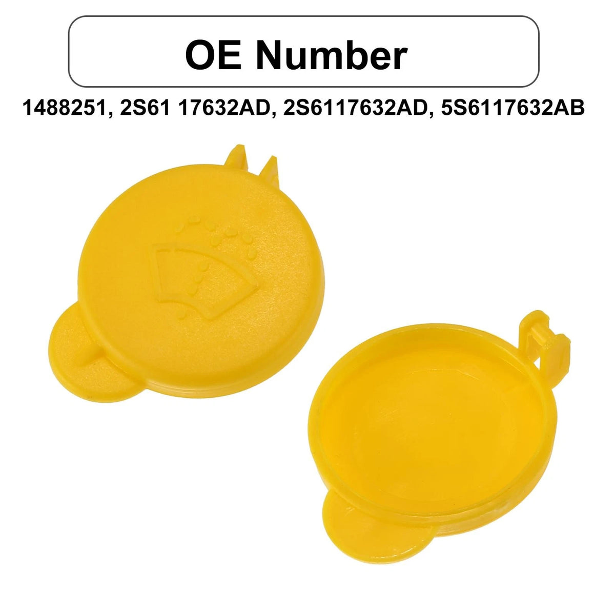 2 x Yellow Windshield Washer Fluid Reservoir Tank Caps for Ford
