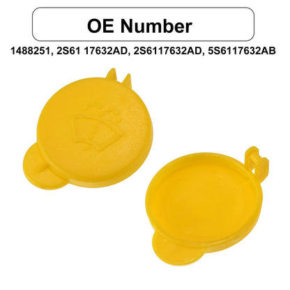 2 x Yellow Windshield Washer Fluid Reservoir Tank Caps for Ford