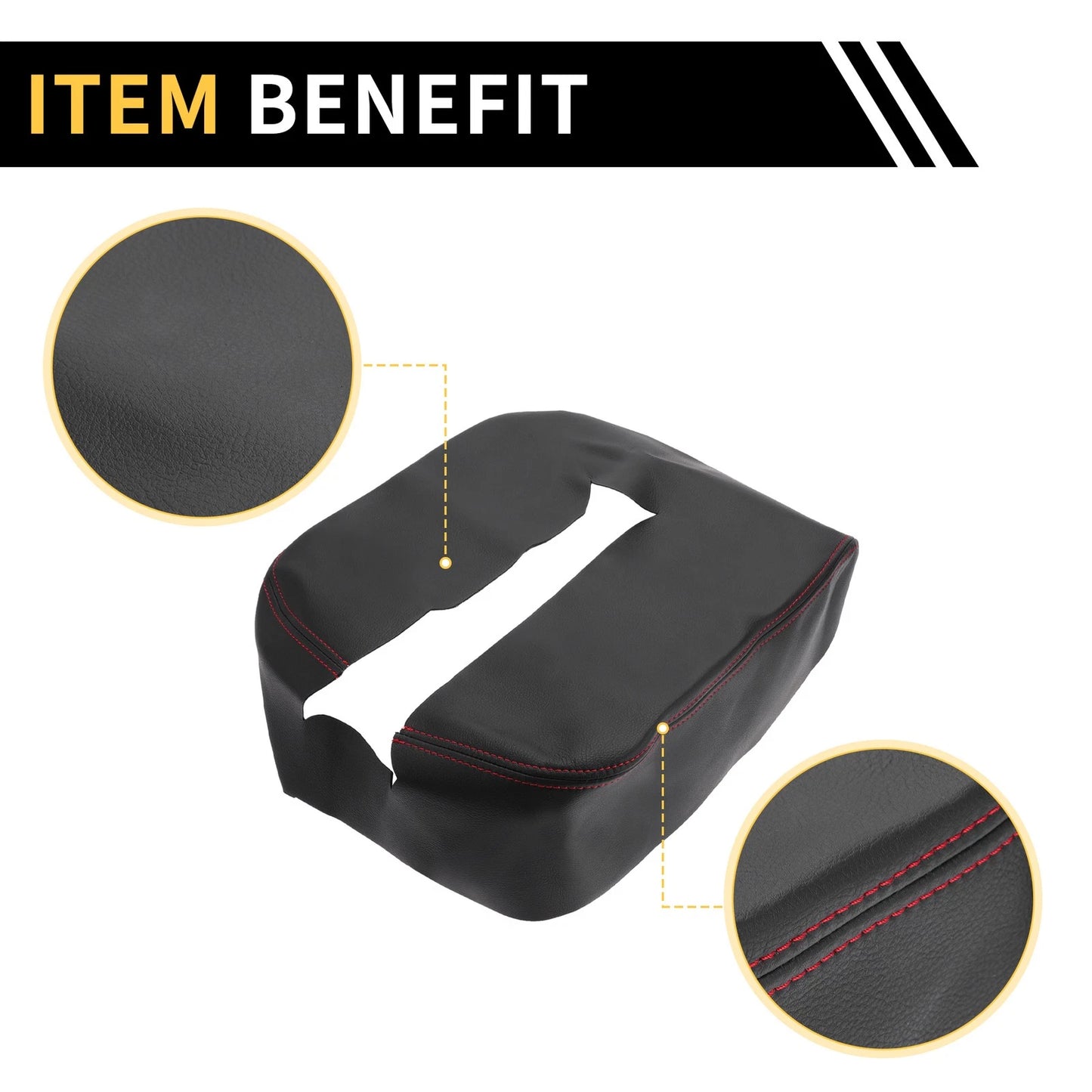 Center Console Cover for Chevrolet Silverado Microfiber Leather With Black