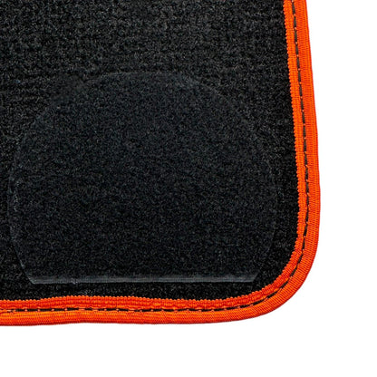 Black Floor Mats for BMW 7 Series E66 Long 2 x (2001-2008) Orange Trim