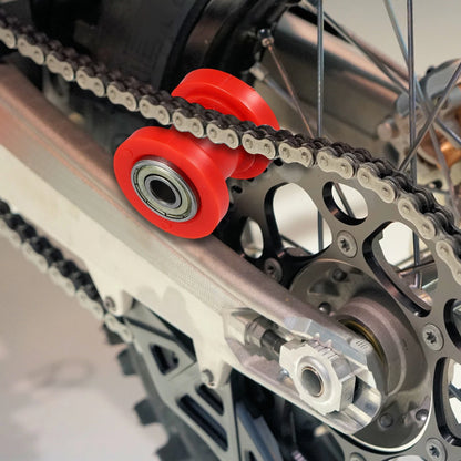 2 x 8mm Drive Chain Pulley Chain Tensioner Rubber Wheel for Motorcycle Red