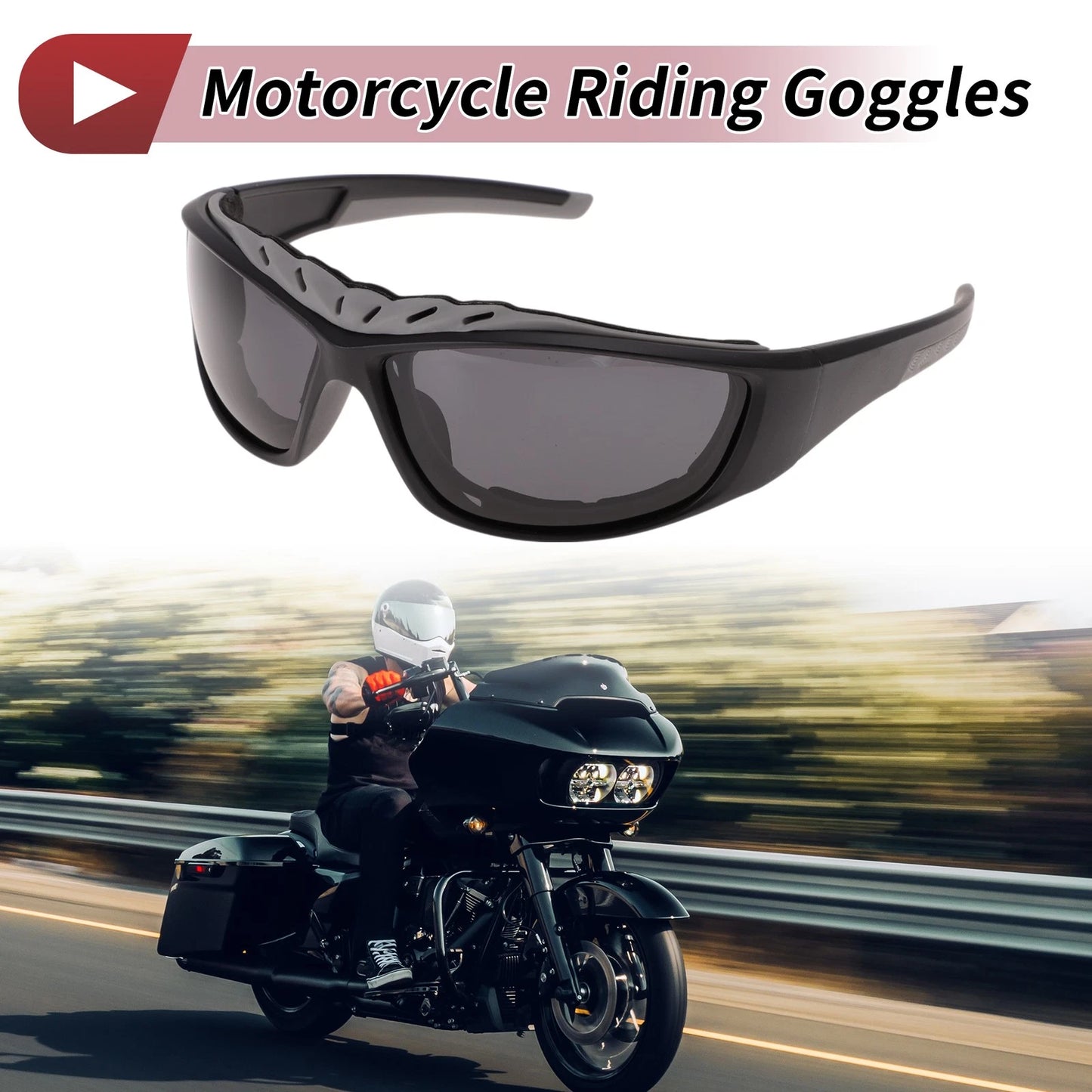 1Pc Goggles Deep Gray Lens Black Frame Tri-acetel Cellulose for Motorcycle