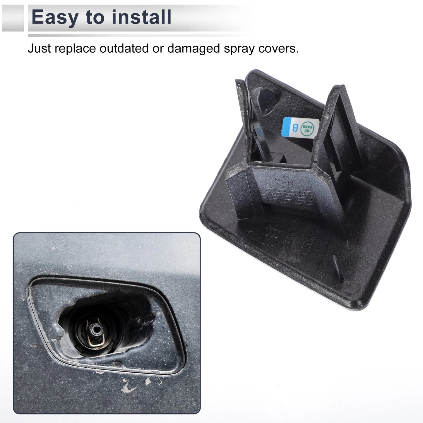 Front Left Side Bumper Headlight Washer Nozzle Cover Cap for BMW X5 Silver Tone