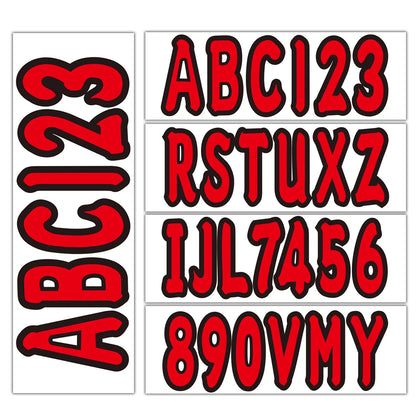 Custom Boat Registration Numbers Decals A-Z & 0-9 Red - 4 Sets