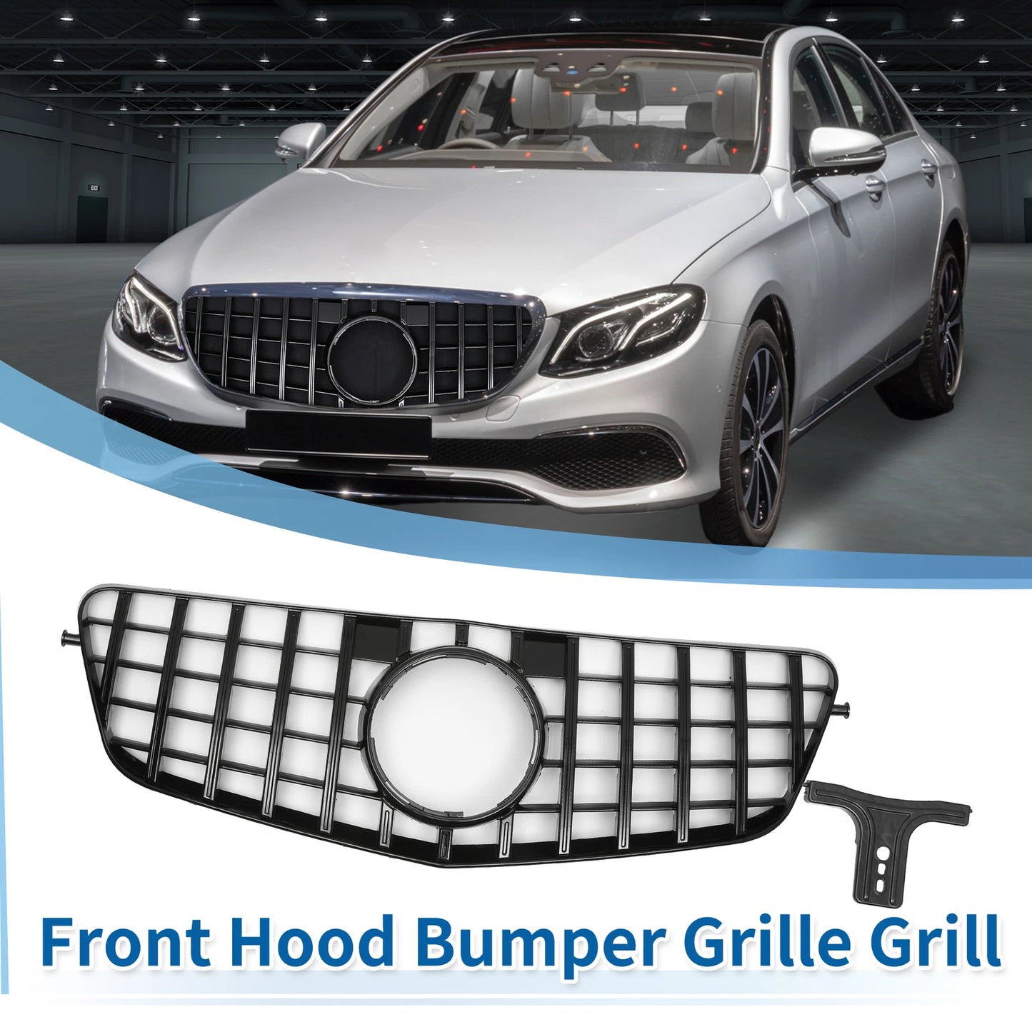 Front Upper Bumper Grille for Mercedes-Benz E300 2009-2013 Black Grills