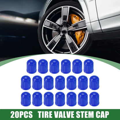 20pcs Tire Valve Stem Caps for Car & Motorcycles 12mm Plastic Blue