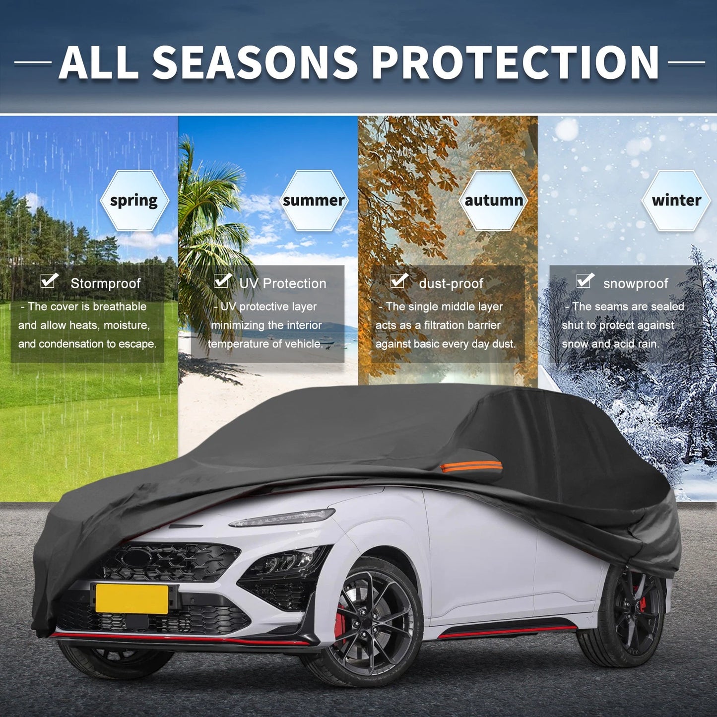 Waterproof Aluminum Film Car Cover for Hyundai Kona (2018-2023)