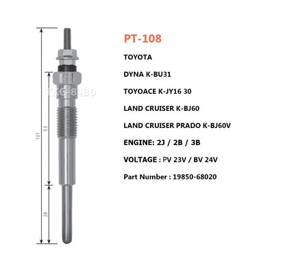 4 x Glow Plugs for Toyota Land Cruiser Prado, Dyna, Toyoace (2000-2023)
