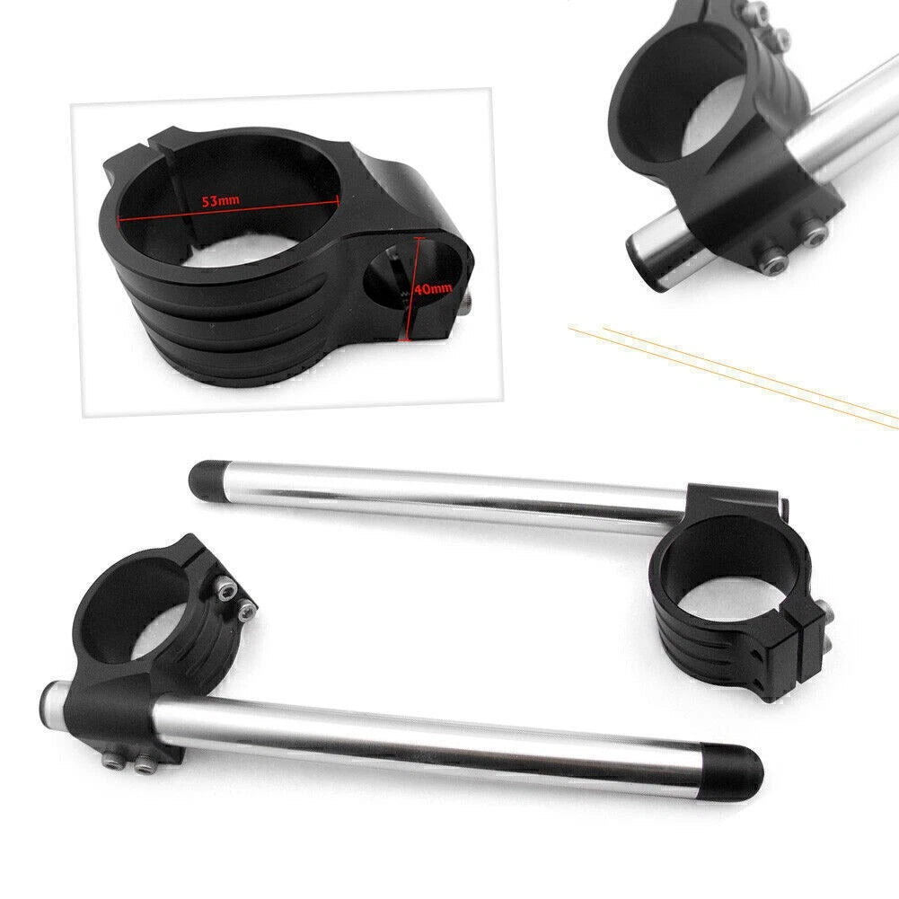 2 x CNC 53mm Clip-On Handlebars for Ducati 848 1098 1198 (2008-2015) Black