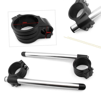 2 x CNC 53mm Clip-On Handlebars for Ducati 848 1098 1198 (2008-2015) Black