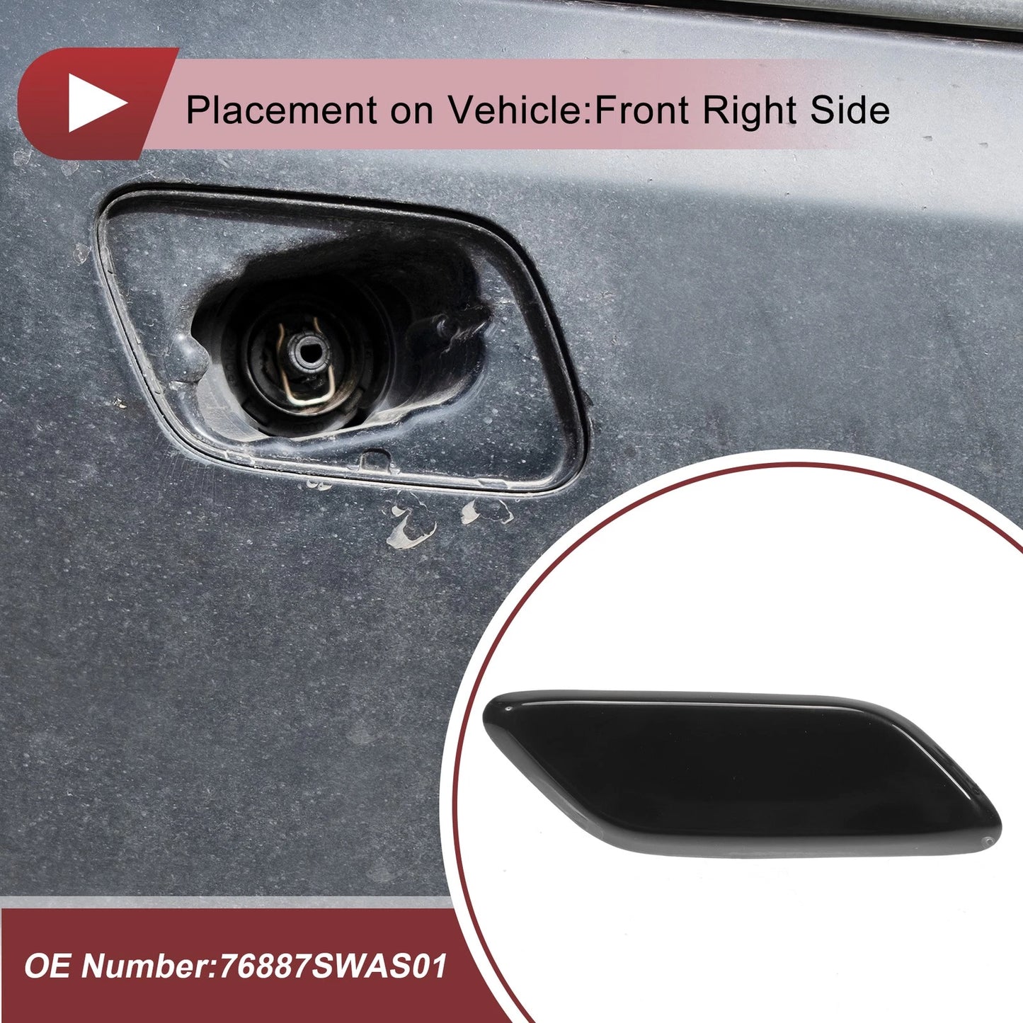Front Right Washer Nozzle Cover for Honda CR-V MK3 Facelift 2009-2011 Black