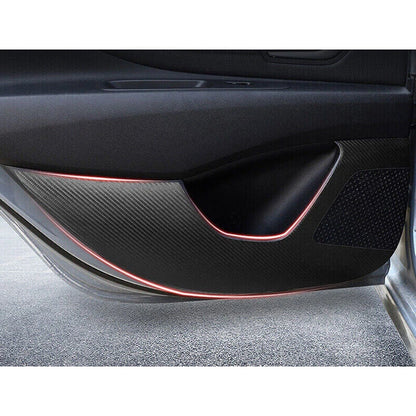 Carbon Fiber PU Leather Door Anti-Kick Guard Pad Trim for Hyundai Elantra (21–24)