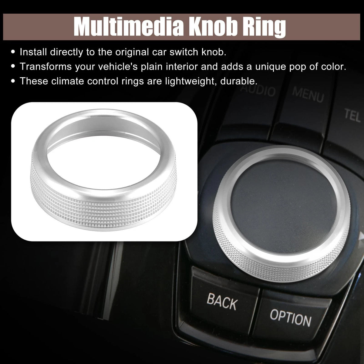 Knob Cover Ring for BMW Series X3 X4 X5 X6 Silver Tone