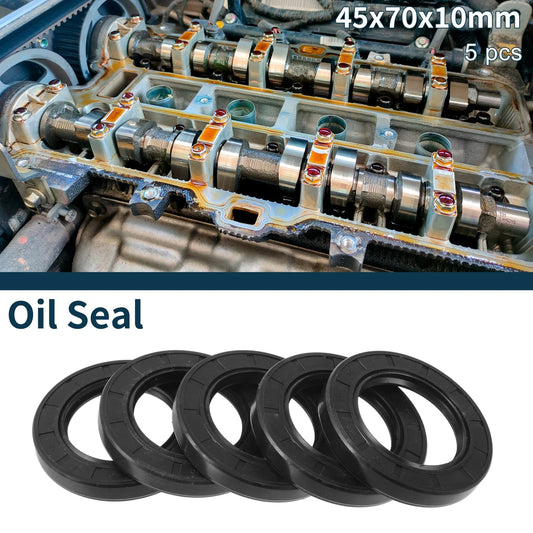 Oil Seal Rotary Shaft Seal NBR Rubber 45x70x10mm Black 5 Pcs for Make Model