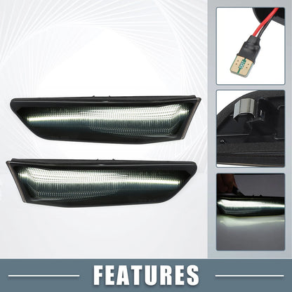 Pair LED Side Marker White Light for Infiniti G35 Coupe Smoked Lens