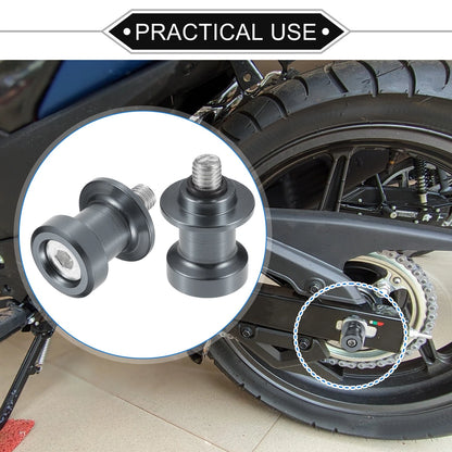 Pair 8mm CNC Swing Arm Spool Slider Stand Titanium Tone for Motorbike