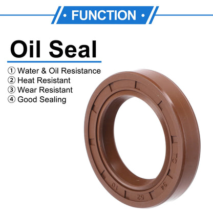 2 x Oil Seal 34x52x10mm FKM Brown for Car